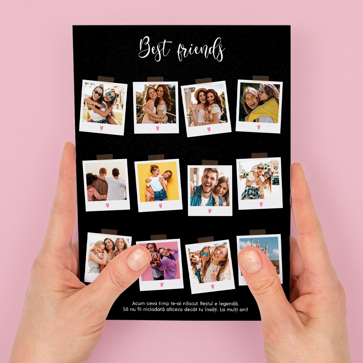 Felicitare magnetică personalizată cu 12 poze și text - Polaroid