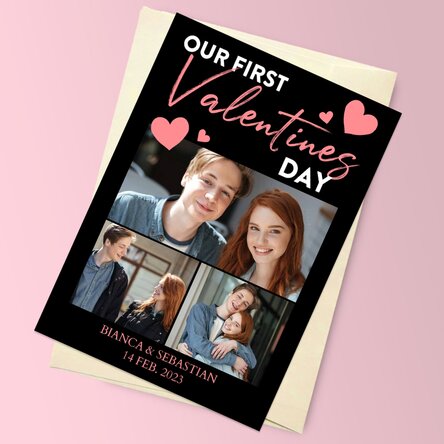 Felicitare magnetică personalizată cu 3 poze și mesaj - Valentine