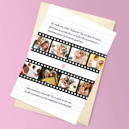 Felicitare magnetică personalizată cu 8 poze și text - Poze pe film