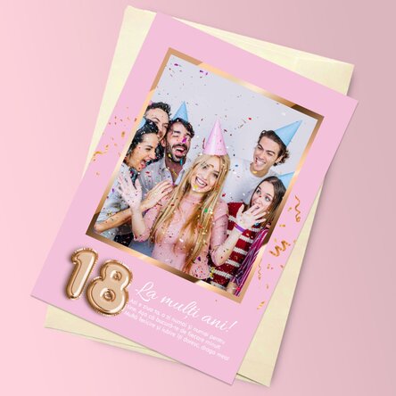 Felicitare magnetică personalizată cu o poză, număr și mesaj pentru zi de naștere