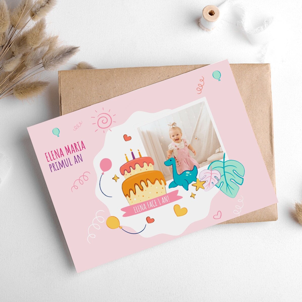 Felicitare magnetică personalizată cu o poză pentru aniversarea copilului tău
