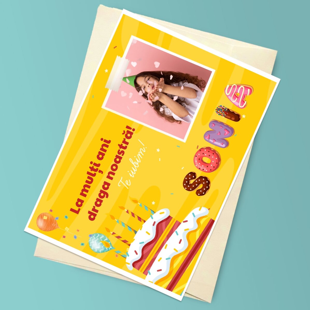 Felicitare magnetică personalizată cu o poză, text și nume special - Zi de naștere