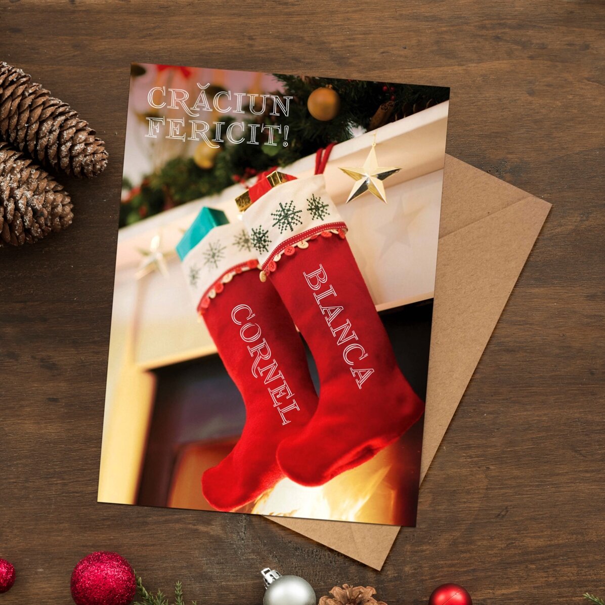 Felicitare magnetică personalizată cu text de Crăciun - Magia Crăciunului