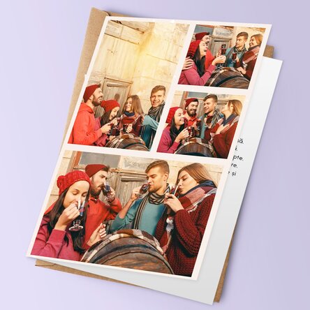 Felicitare personalizată cu 4 poze și text - Christmas Wreath