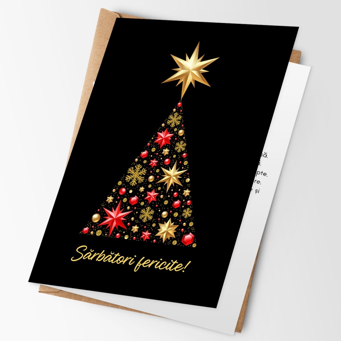 Felicitare personalizată cu logo și mesaj - Gold Christmas Tree