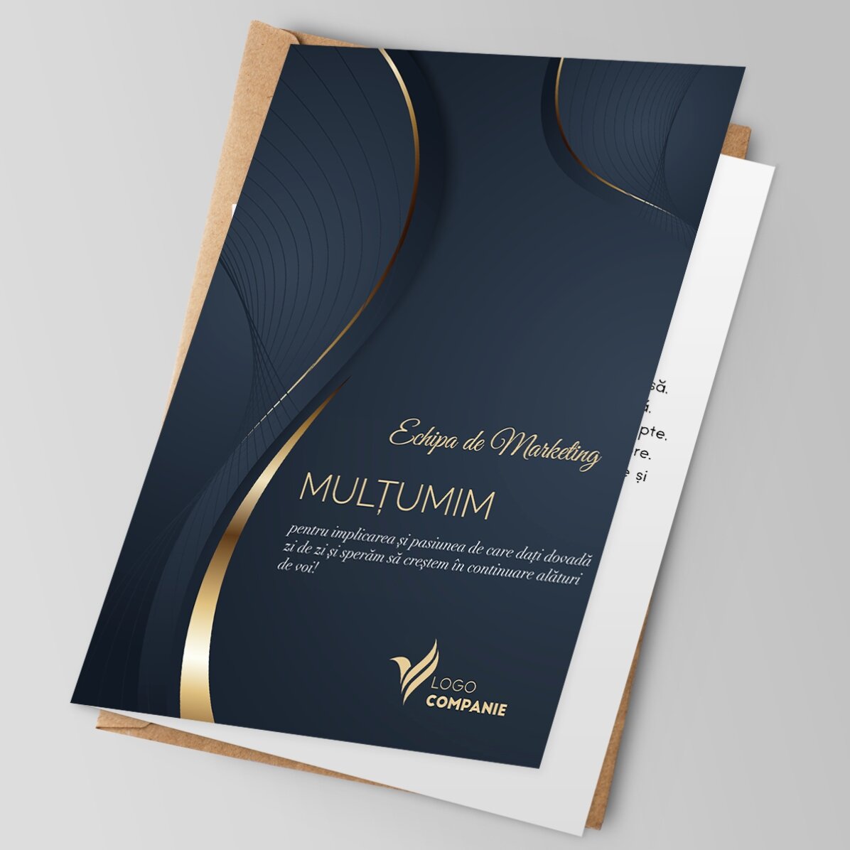 Felicitare personalizată cu logo și mesaj