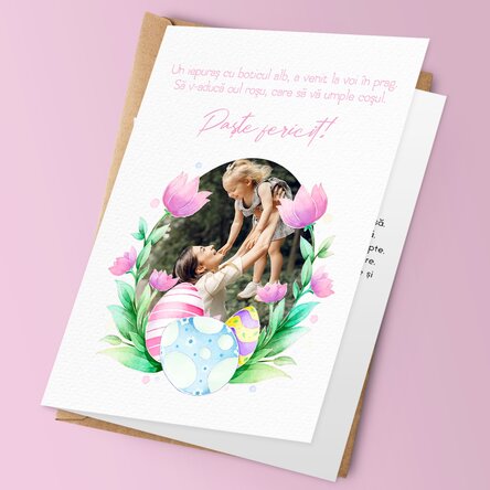 Felicitare personalizată cu o poză și text - Happy Easter