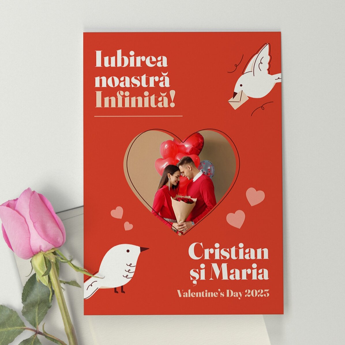 Felicitare personalizată cu poză și mesaj - Iubirea noastră infinită