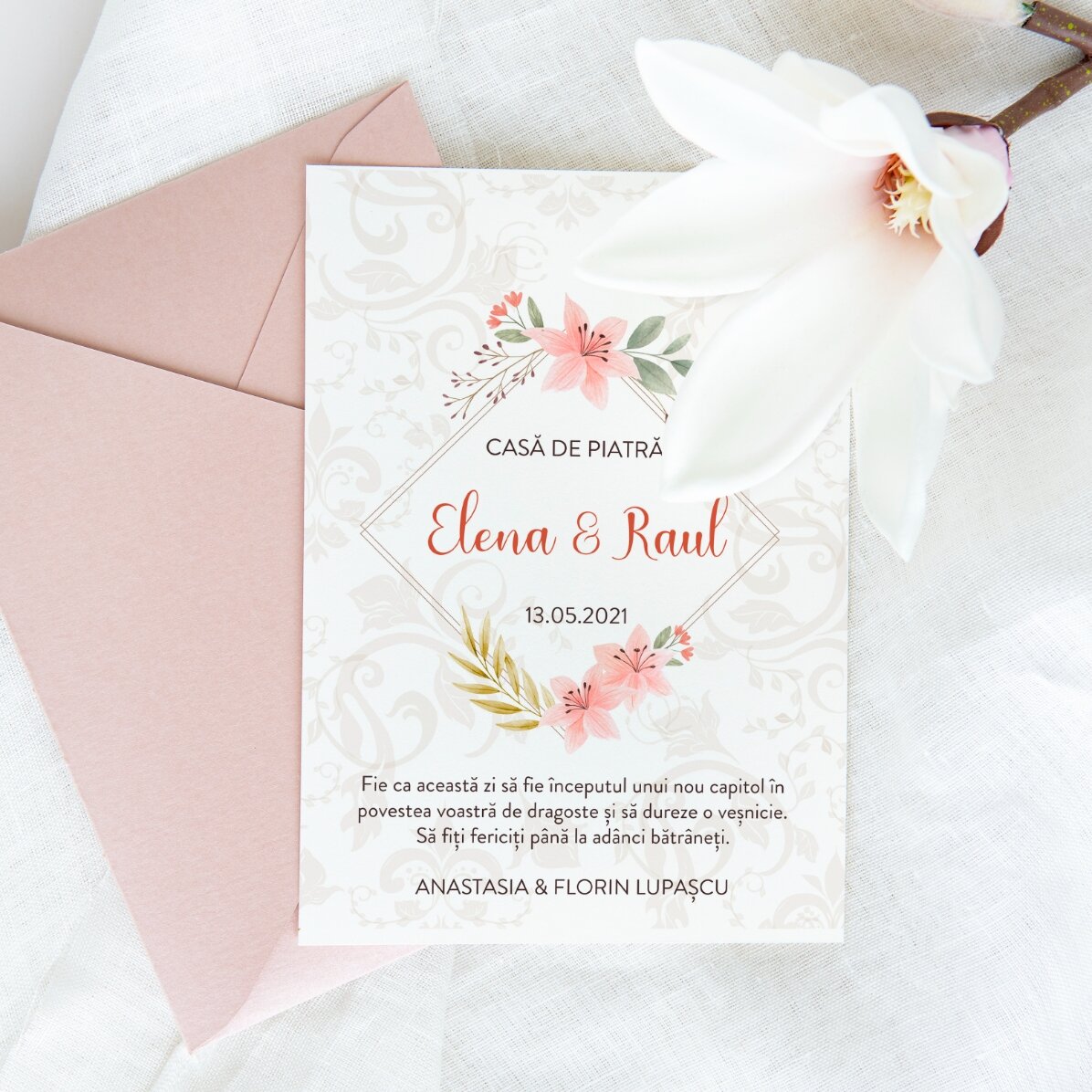 Felicitare personalizată cu text - Casă de piatră