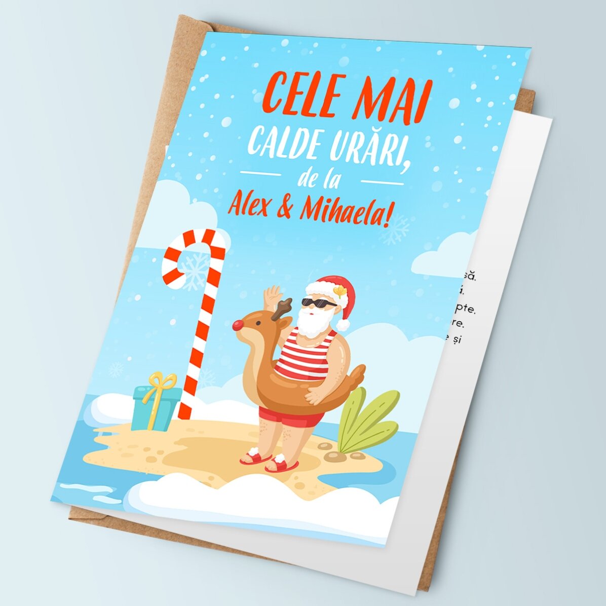 Felicitare personalizată cu text de Crăciun - Urări călduroase