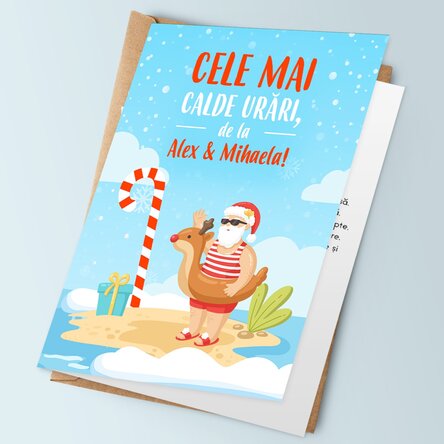 Felicitare personalizată cu text de Crăciun - Urări călduroase