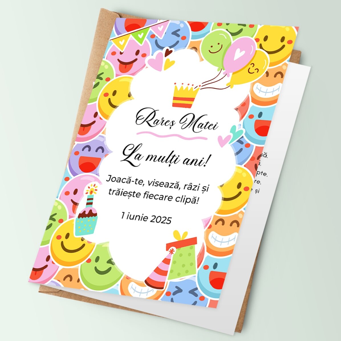 Felicitare personalizată cu text  - Emoji