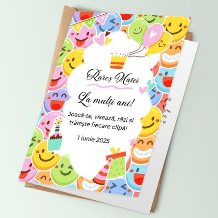 Felicitare personalizată cu text  - Emoji