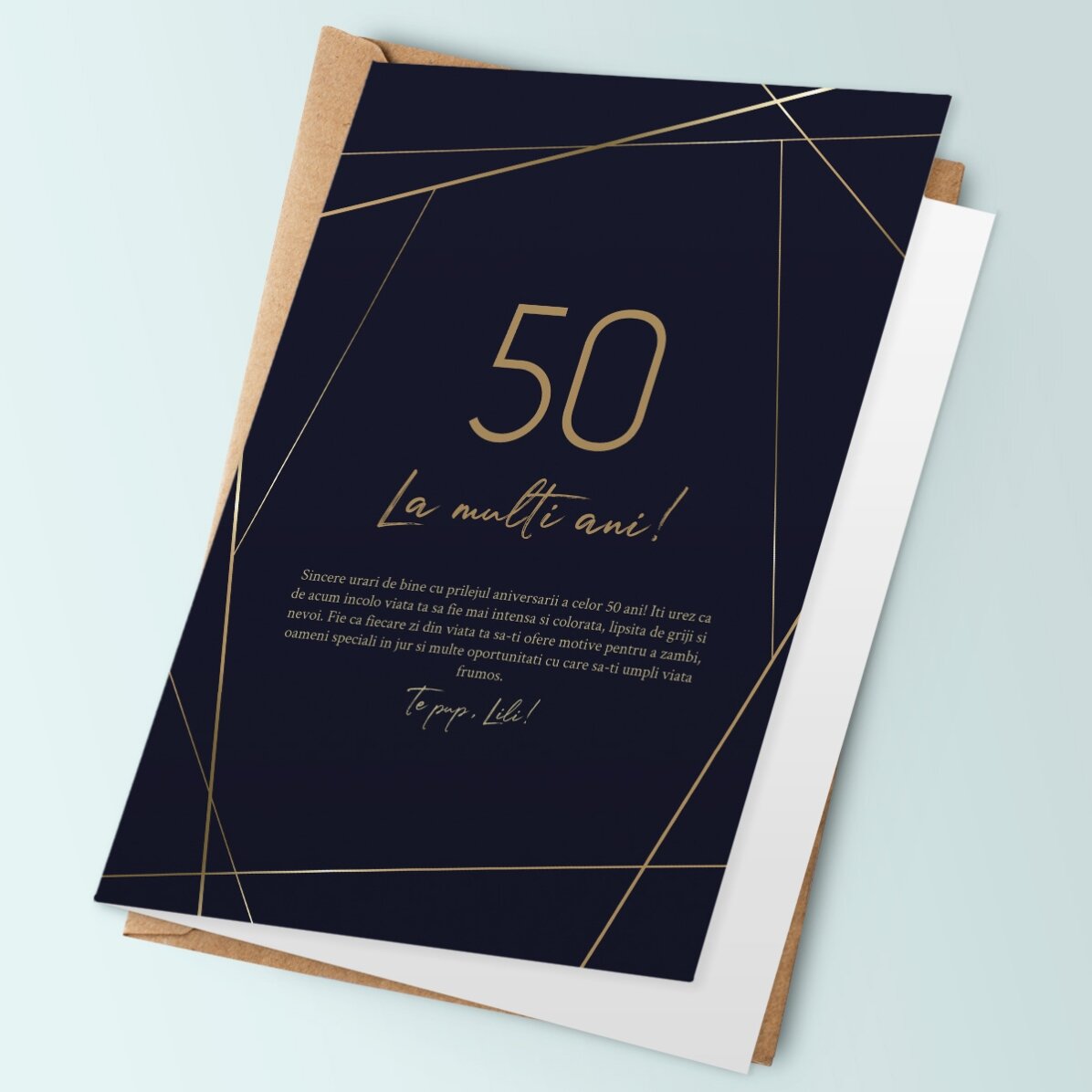 Felicitare personalizată cu text - Golden 50