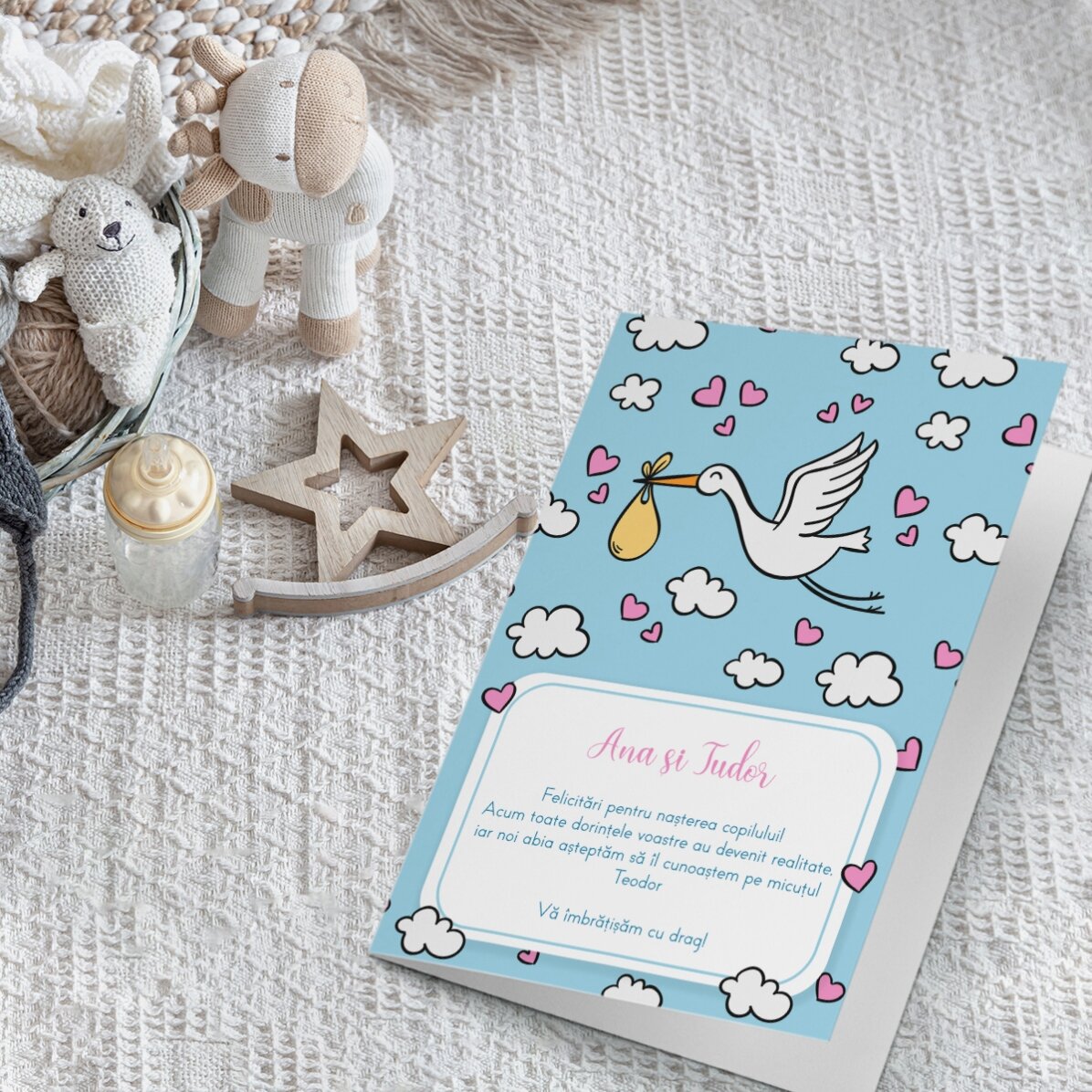Felicitare personalizată cu text - New Baby