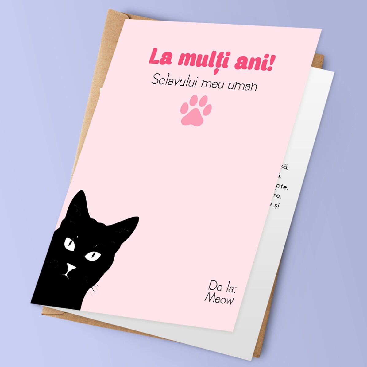 Felicitare personalizată cu text - Scrisoare de la Meow