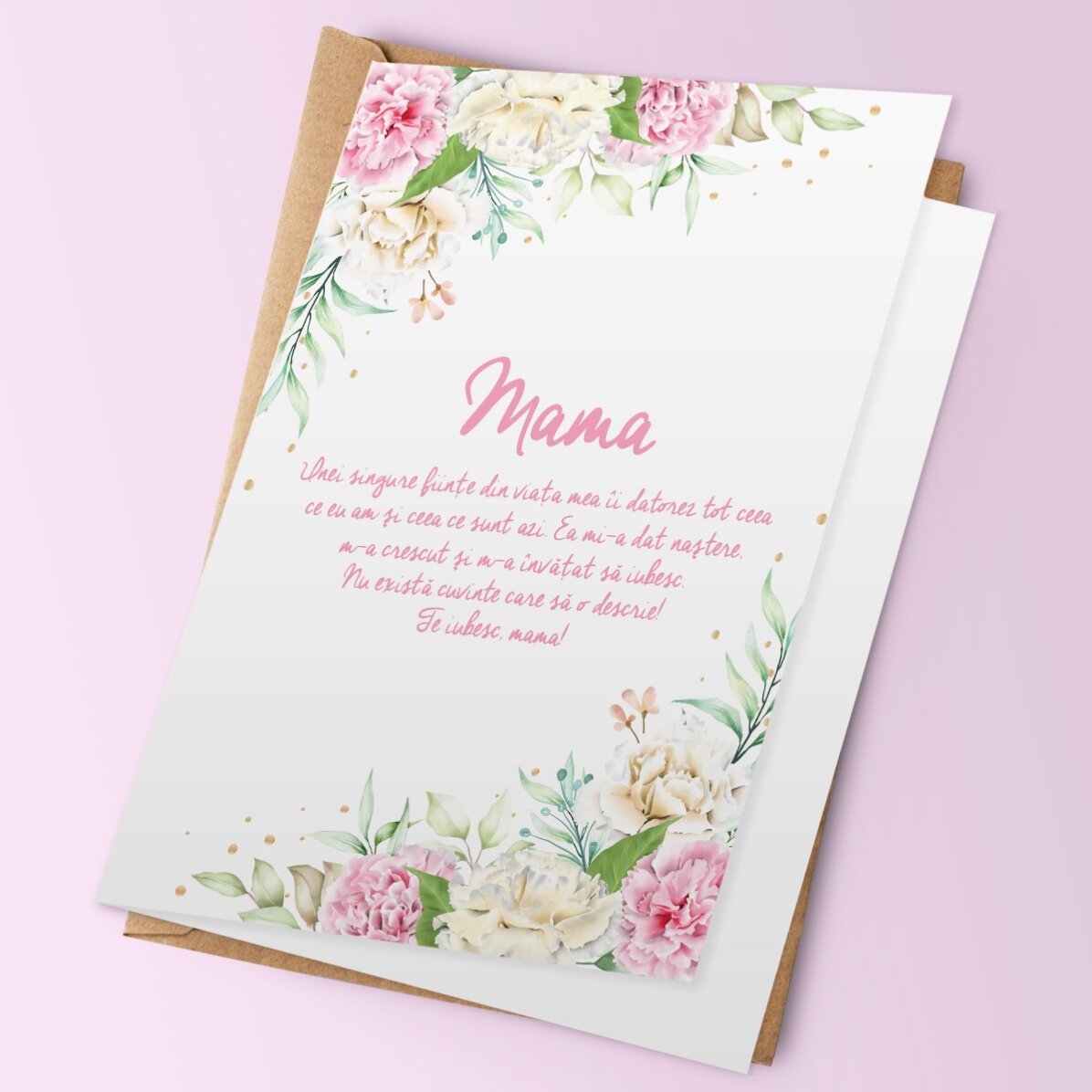 Felicitare personalizată cu text -  Te iubesc, mama