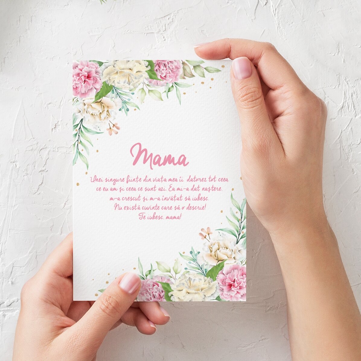 Felicitare personalizată cu text -  Te iubesc, mama