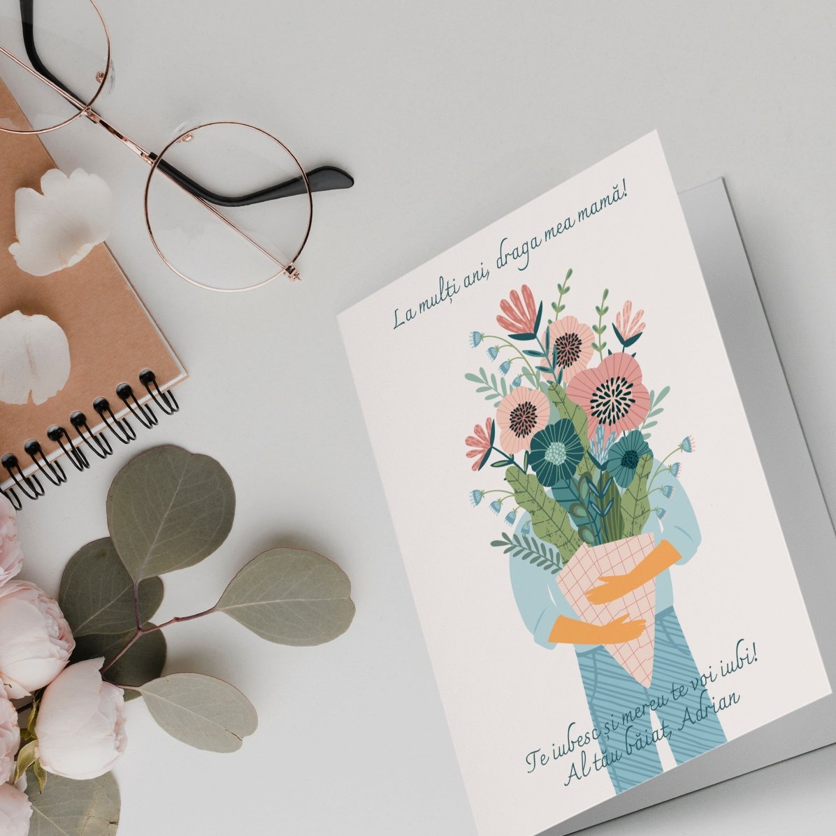 Felicitare personalizată cu text - Un buchet de iubire!