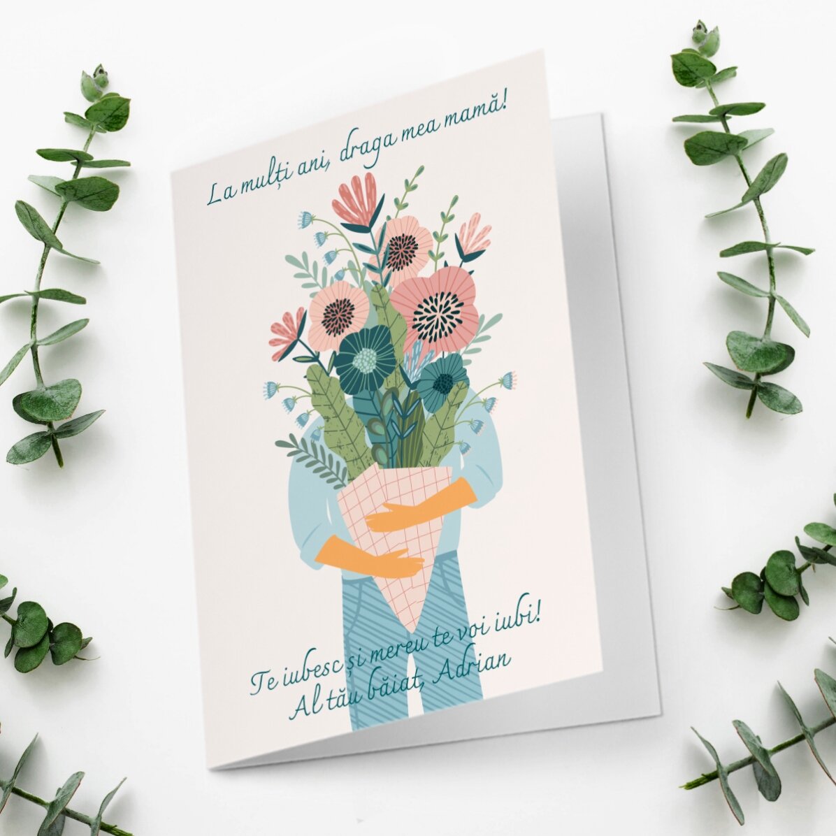 Felicitare personalizată cu text - Un buchet de iubire!