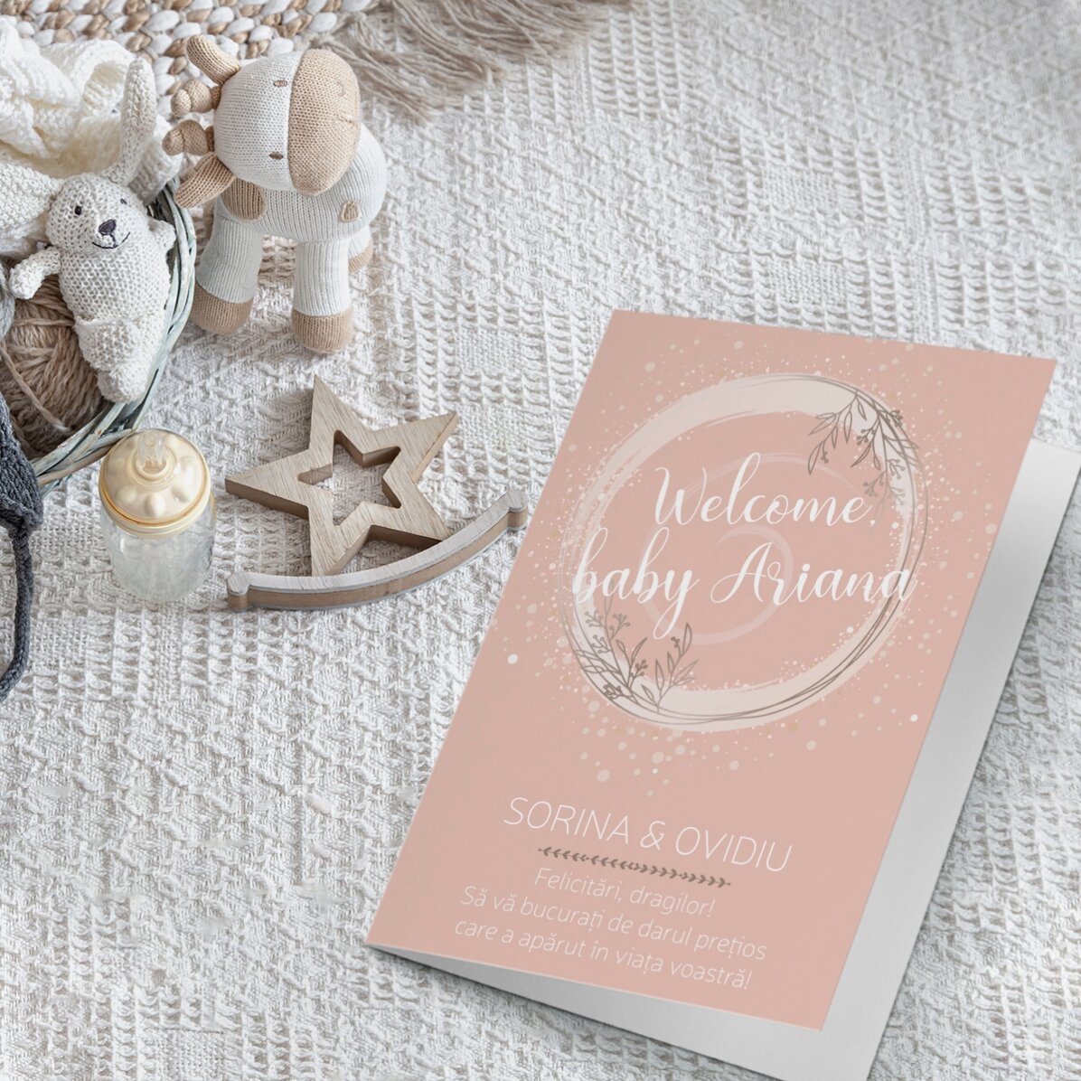 Felicitare personalizată cu text - Welcome, baby!