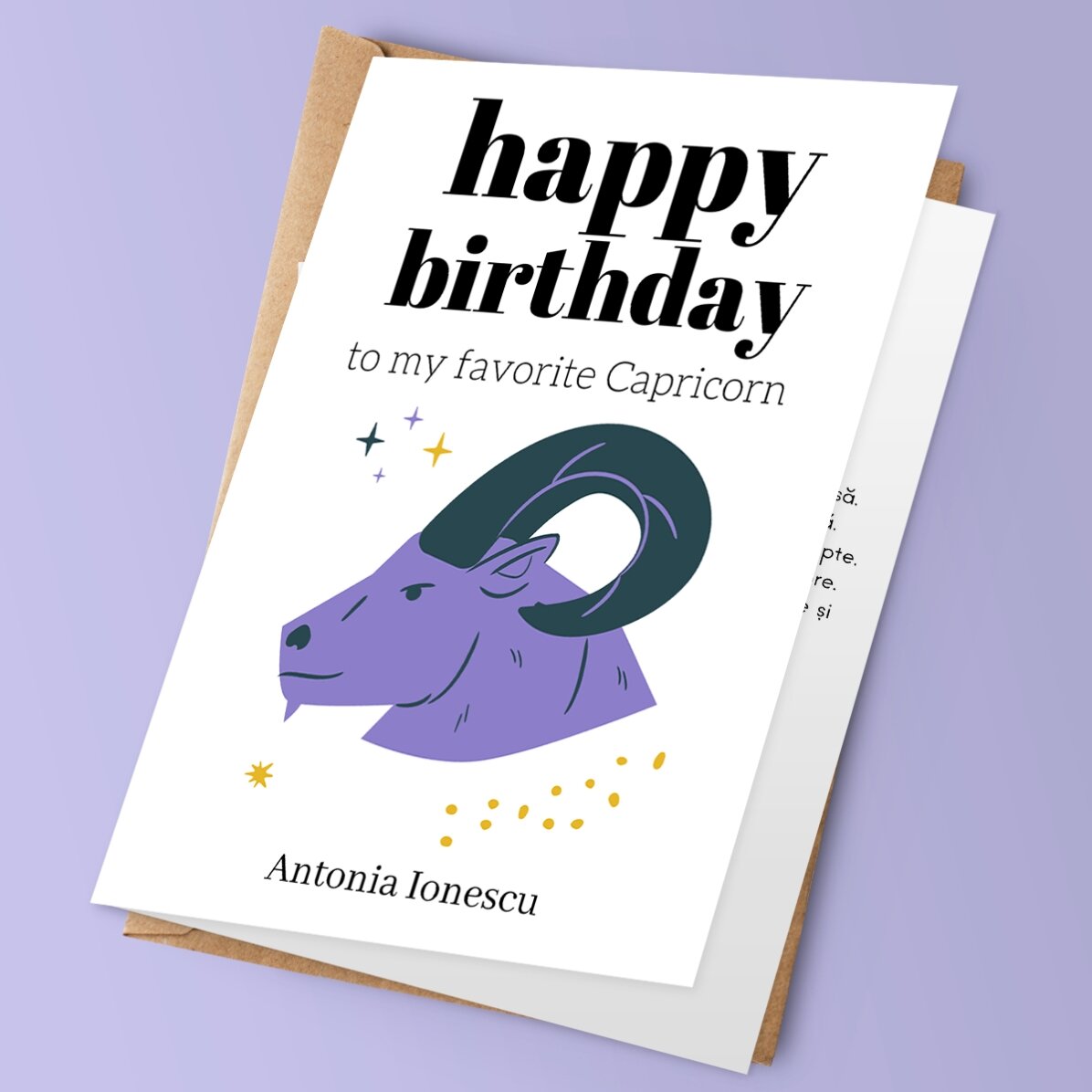 Felicitare personalizată cu text - Zodia Capricorn