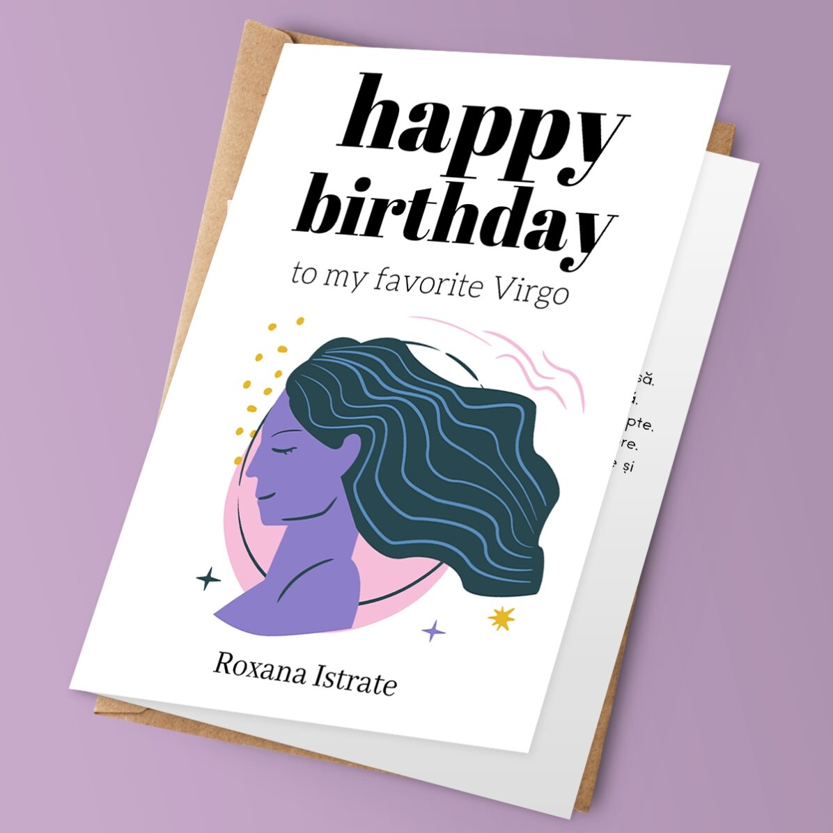 Felicitare personalizată cu text - Zodia Fecioară