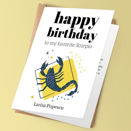 Felicitare personalizată cu text - Zodia Scorpion