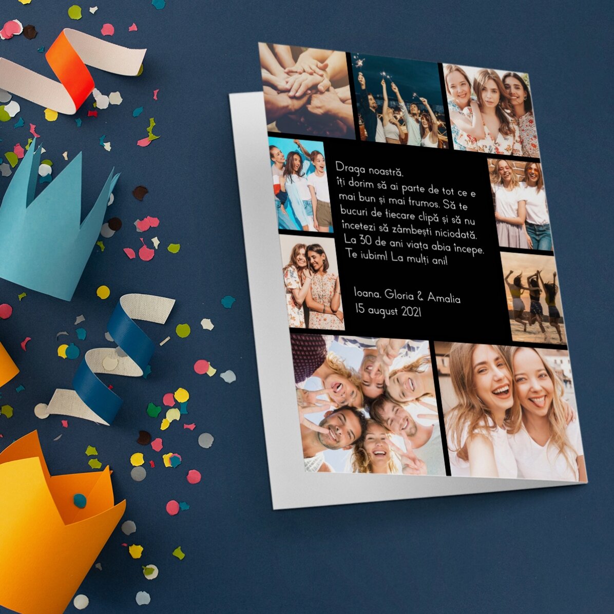 Felicitare personalizată față verso cu poze și text
