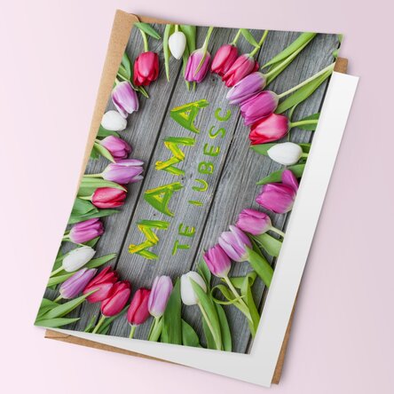 Felicitare personalizată flori de primăvară - lalele