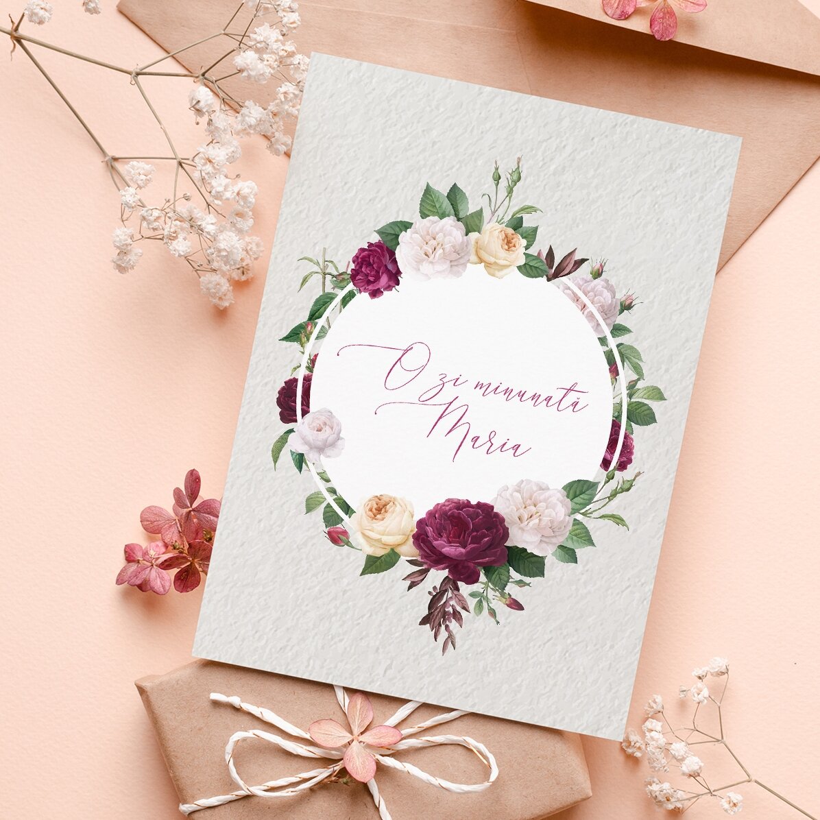 Felicitare personalizată - model flori