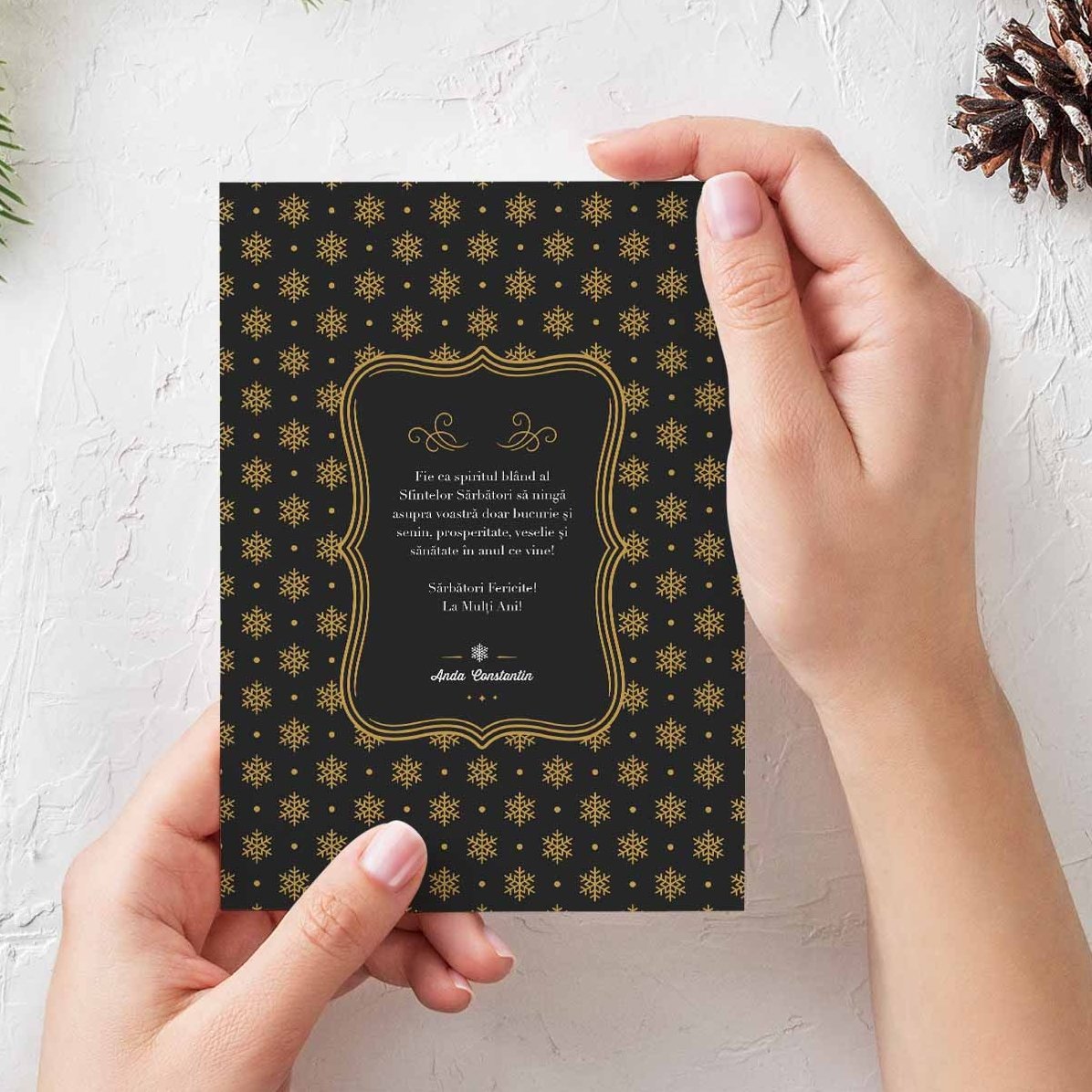 Felicitare personalizată - Model Fulgi de Nea