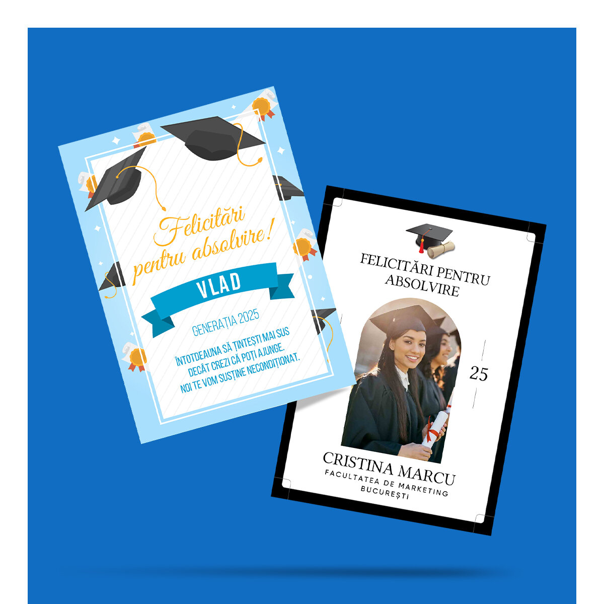 Felicitări, carduri și magneți pentru absolvire