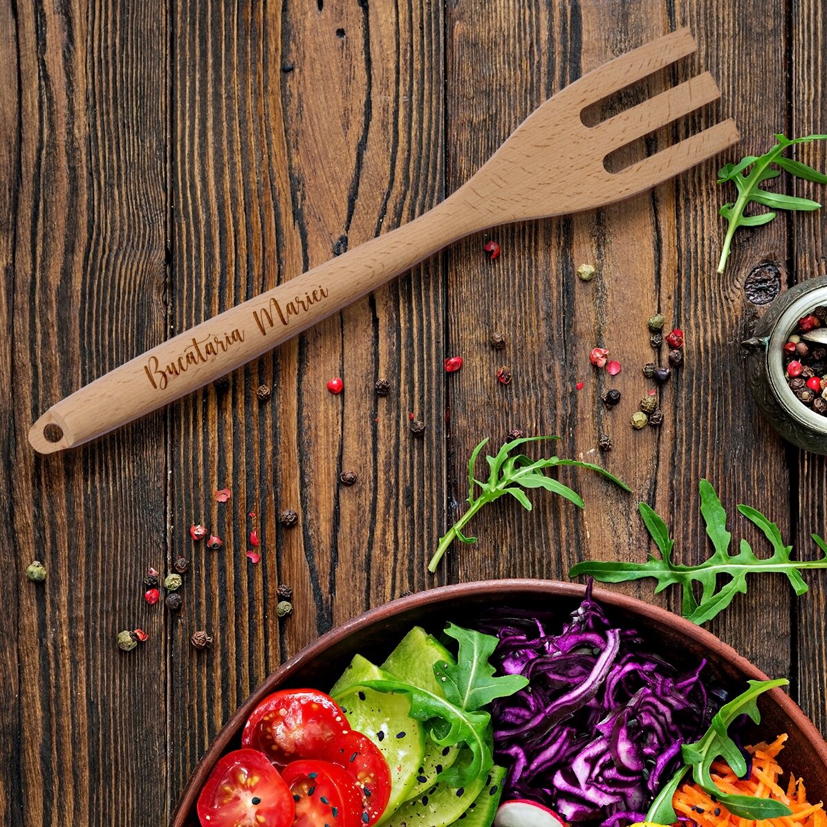 Furculiță de lemn personalizată - Bucătăria ta