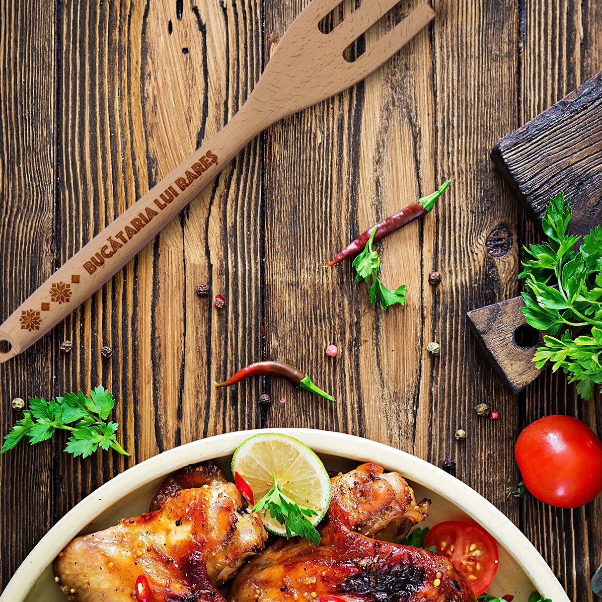 Furculiță de lemn personalizată - Modele tradiționale