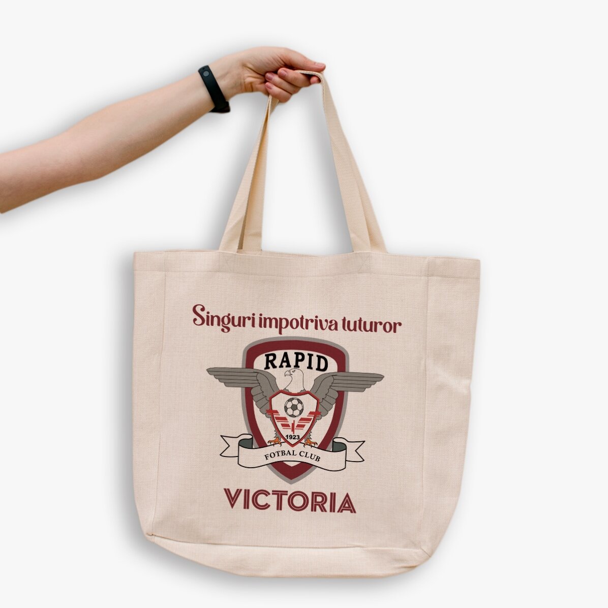 Geantă de plajă FC Rapid personalizată cu nume și mesaj