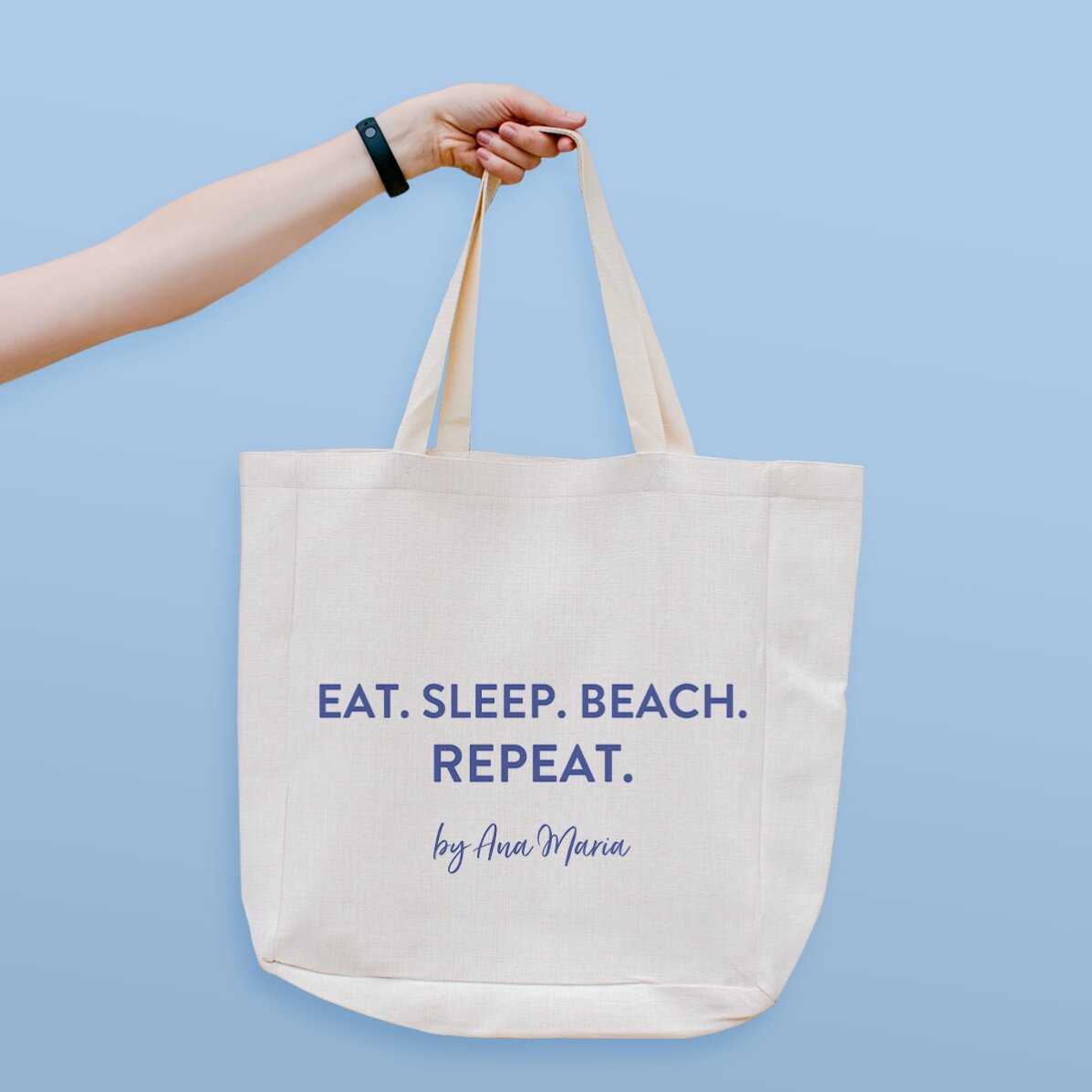 Geantă de plajă personalizată cu text - Beach. Repeat