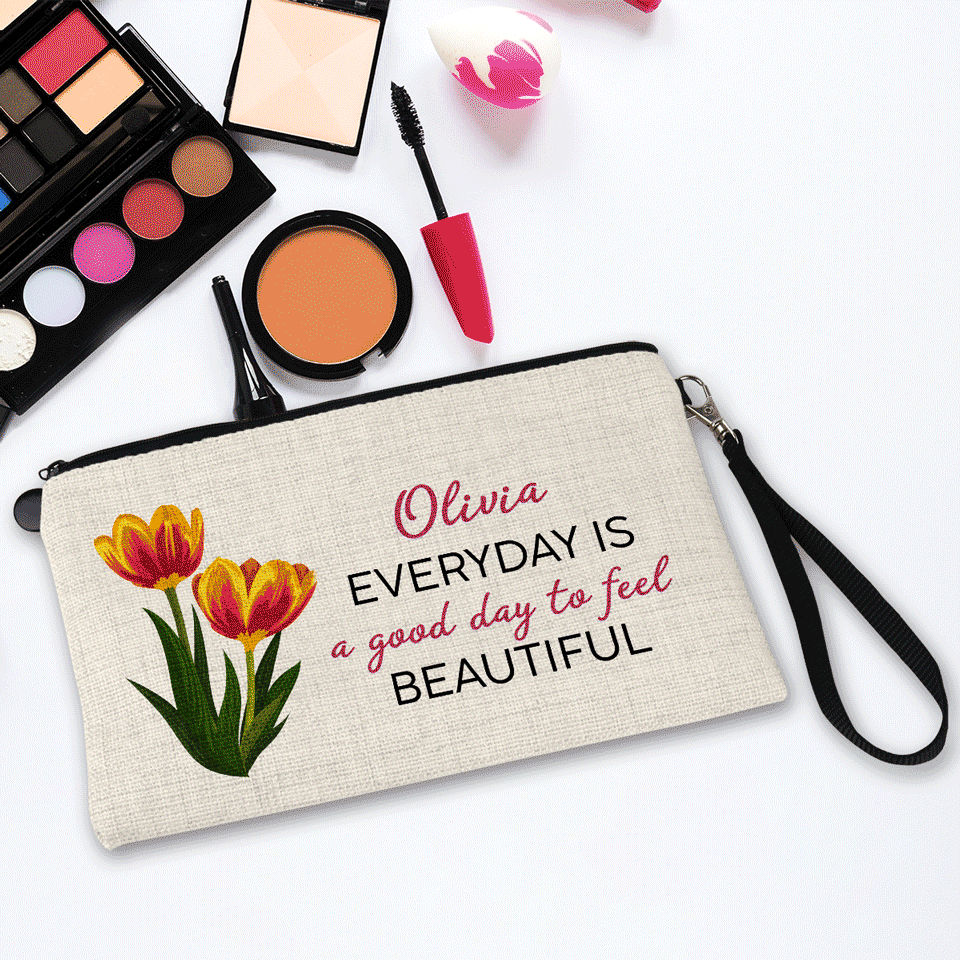 Gentuță pentru accesorii personalizată cu mesaj - Flori