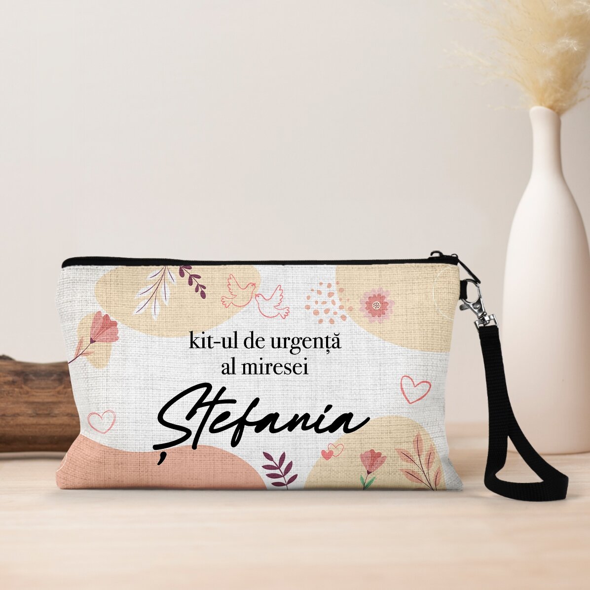 Gentuță pentru accesorii personalizată cu text - Kit-ul de urgență al miresei