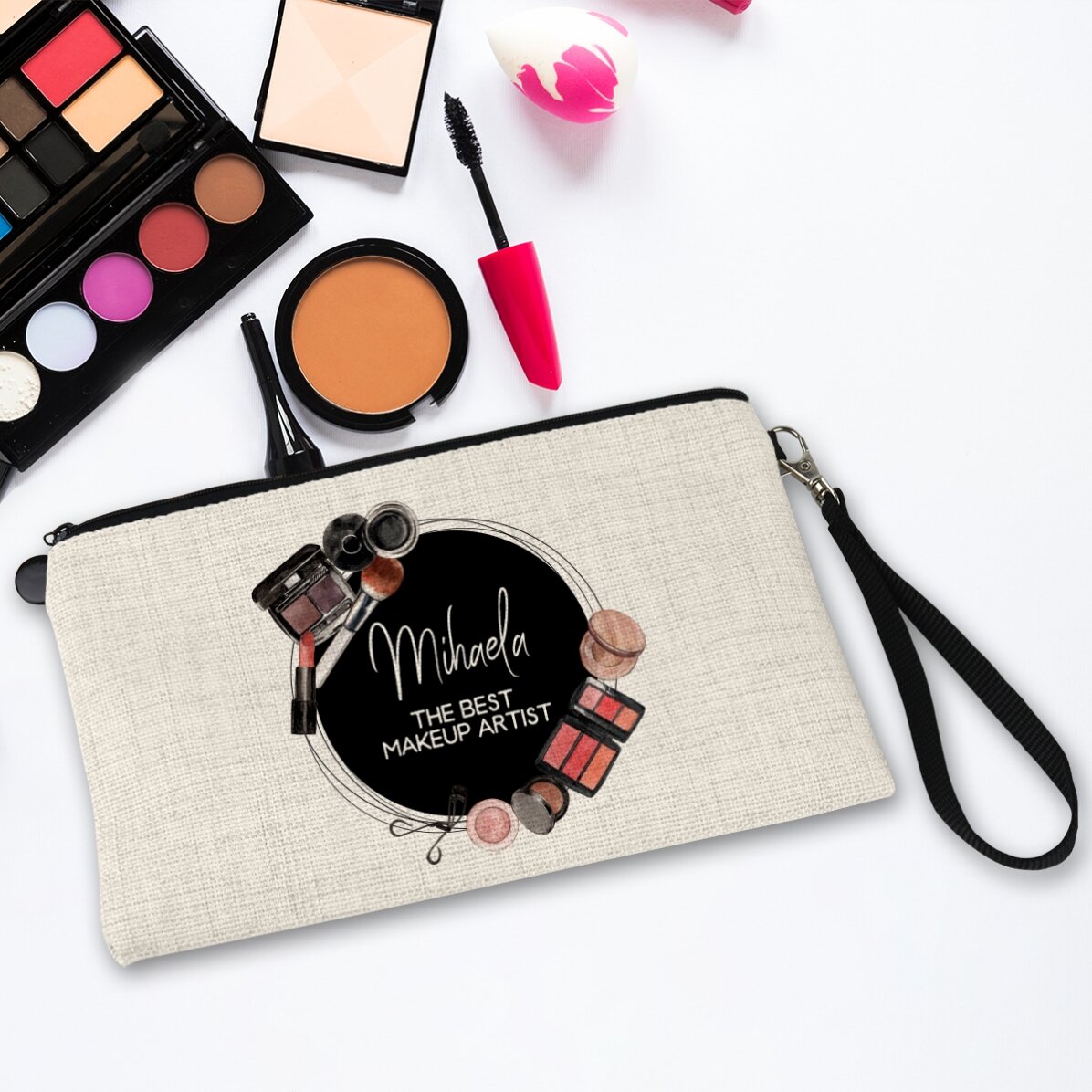Gentuță pentru cosmetice personalizată cu text - Makeup artist