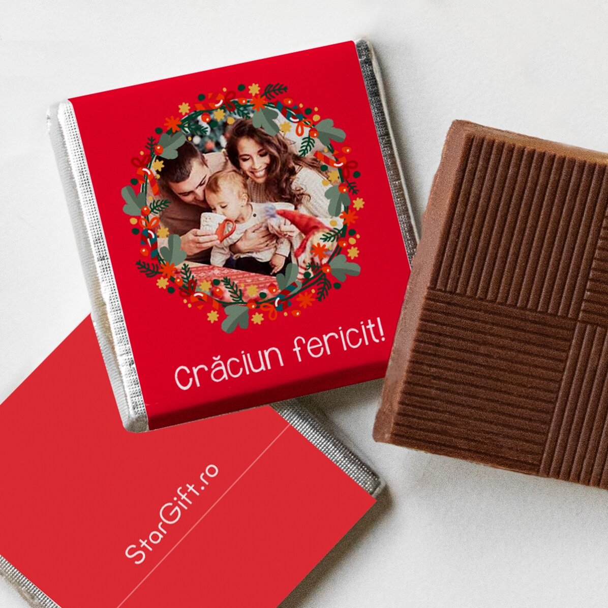 Glob cu 10 mini ciocolățele personalizate cu fotografii și text