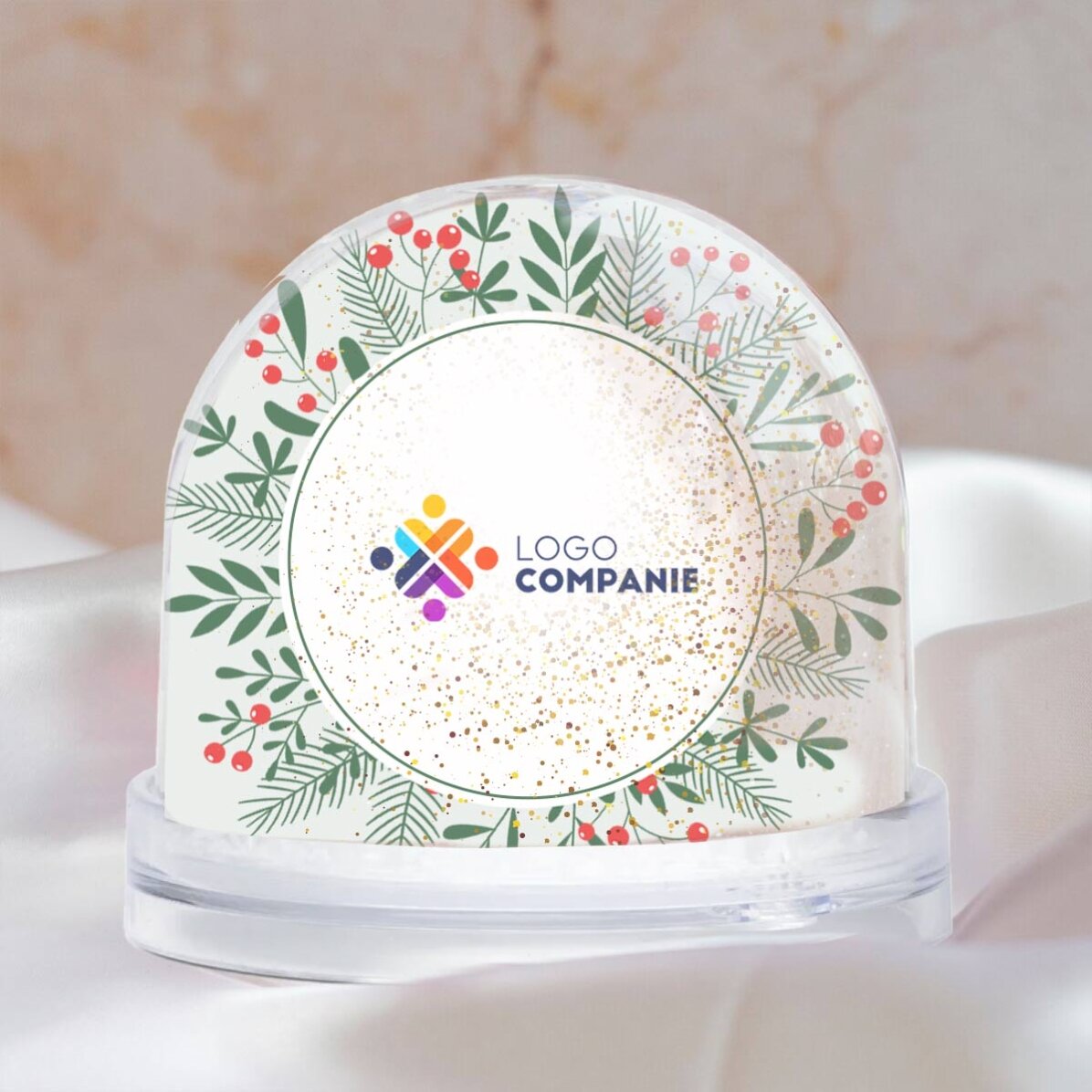 Glob de birou personalizat cu logo și poză - Crăciun Fericit!