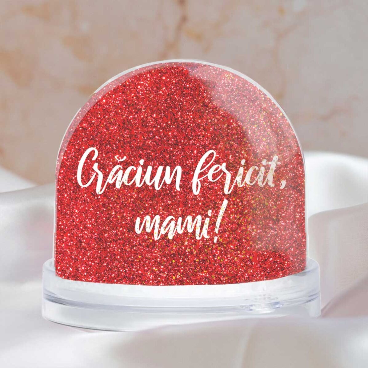 Glob de birou personalizat cu mesaj și poză - Crăciun Fericit!