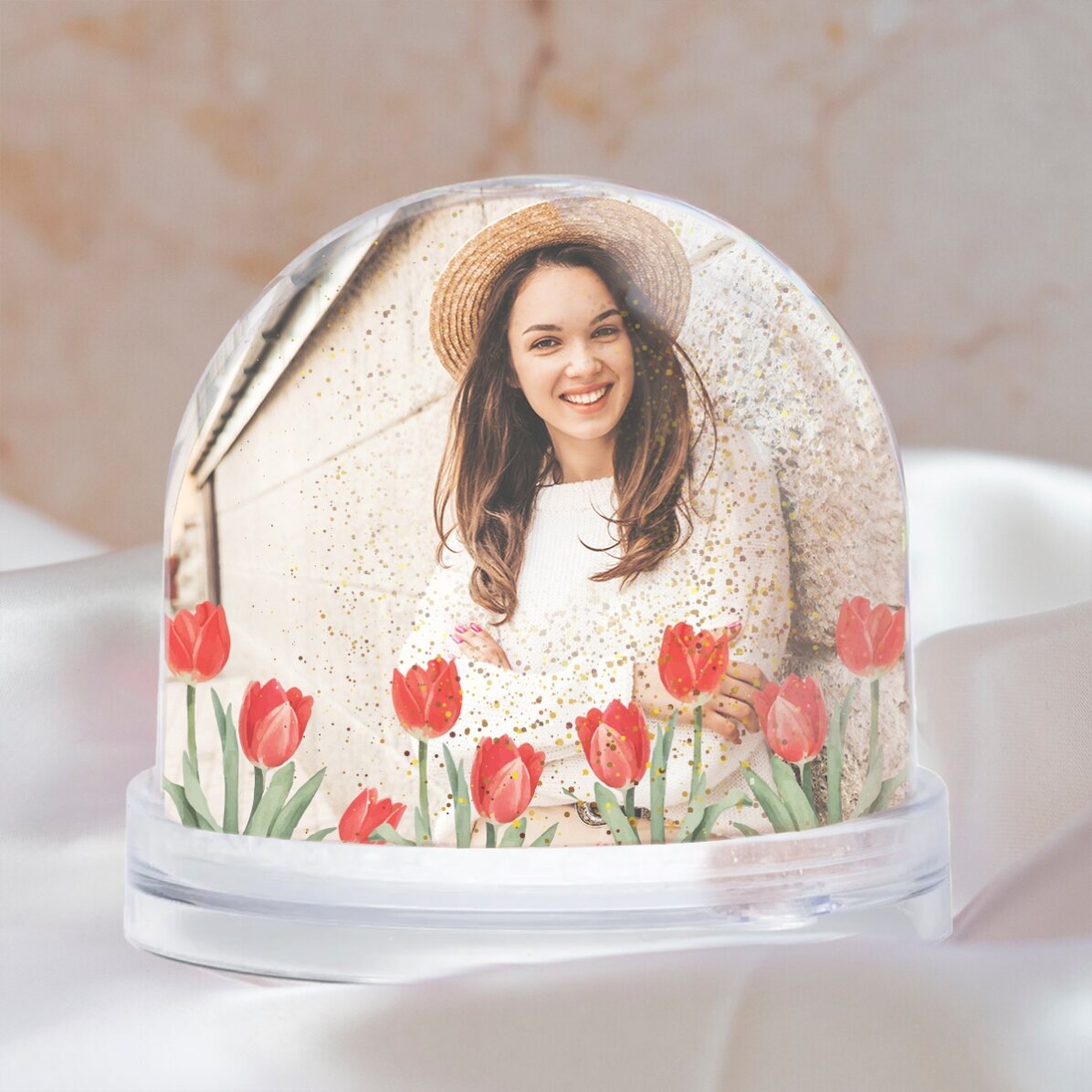 Glob de birou personalizat cu poză și text - O primăvară minunată cum ești tu