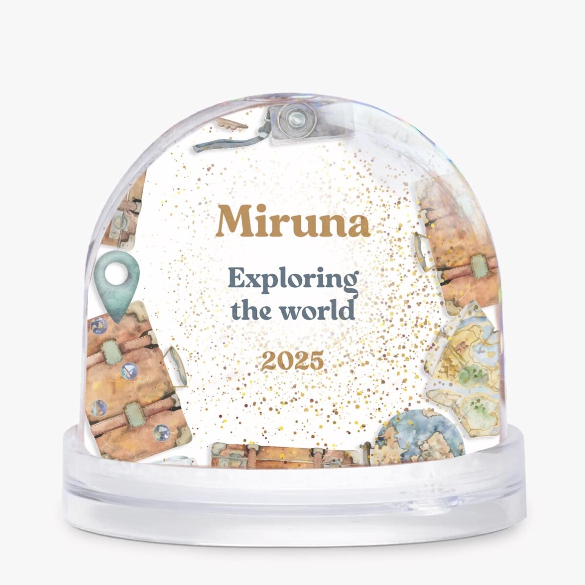 Glob de birou personalizat cu poză și text - World explorer