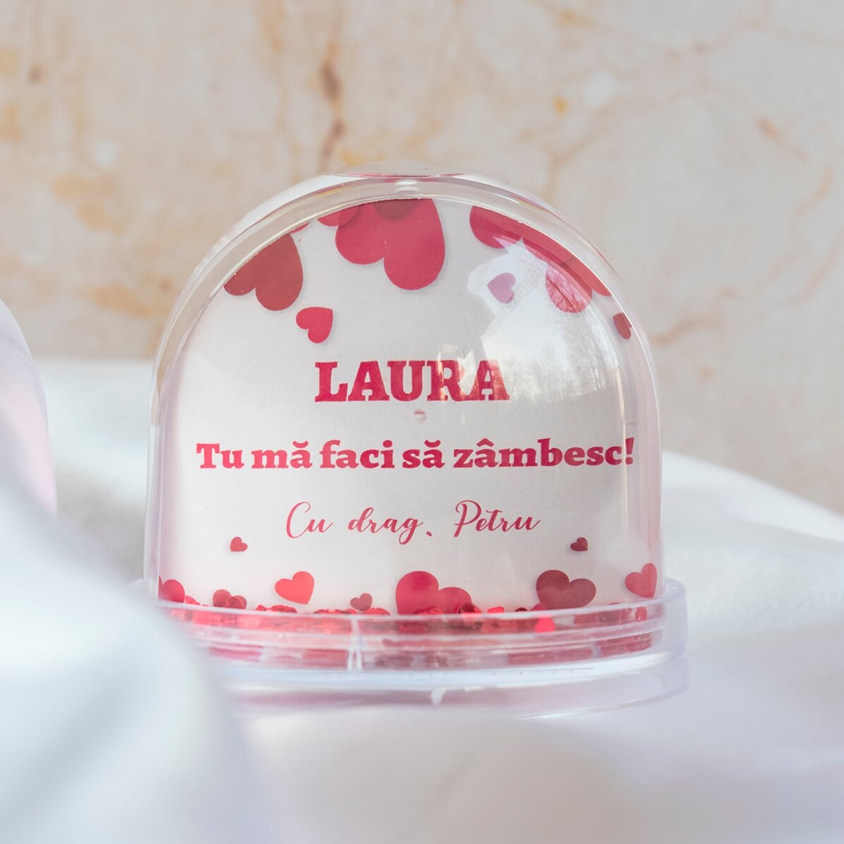 Glob de birou personalizat cu poză și text - You make me smile