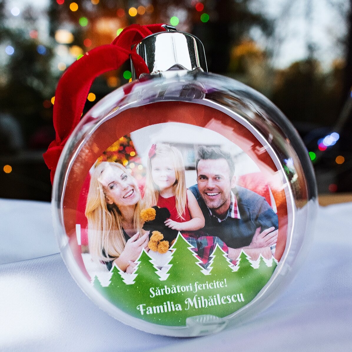 Glob personalizat cu poză și text - Brăduți