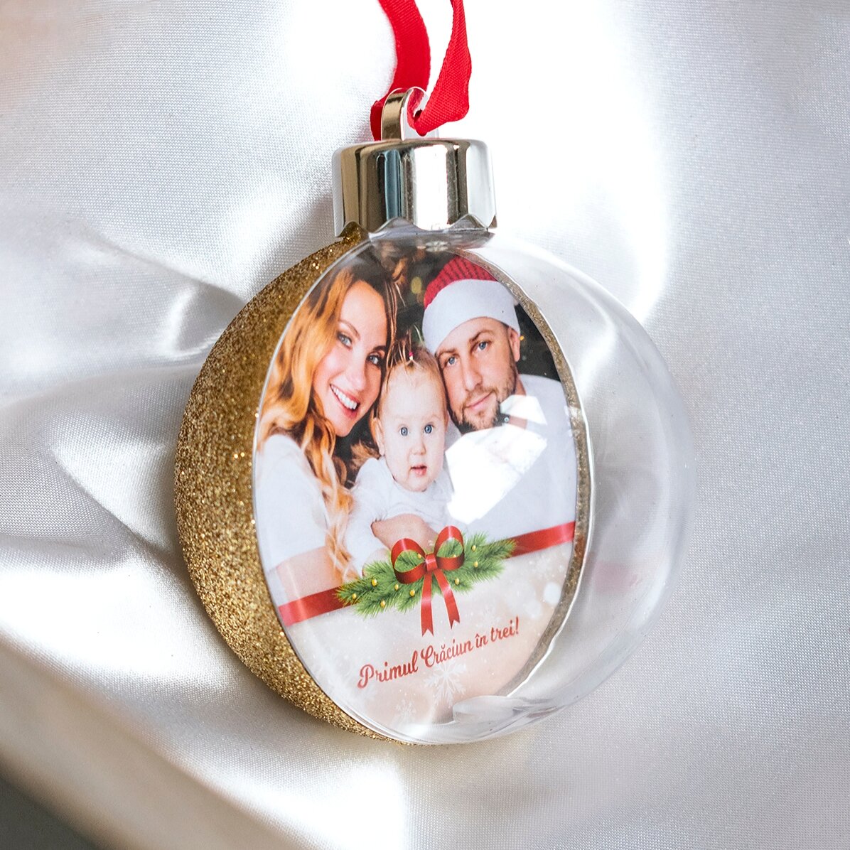 Glob personalizat cu poză și text - Fundiță