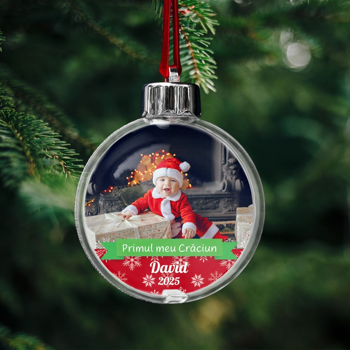 Glob personalizat cu poză și text - Primul meu Crăciun