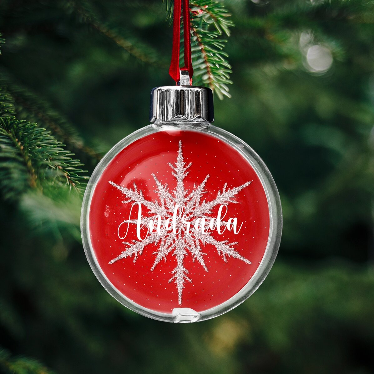 Glob transparent personalizat față-verso cu nume și o poză